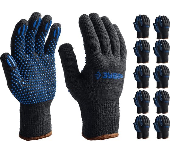 Изображение товара Трикотажные утеплённые перчатки ЗУБР МПП-7 р. L-XL, 10 шт 11462-H10