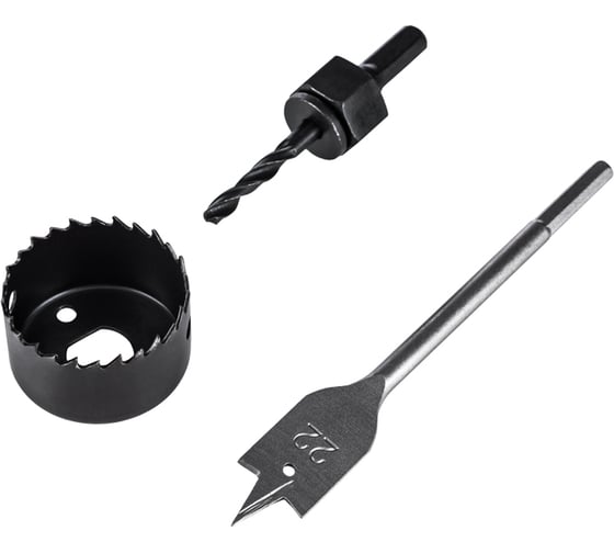 Изображение товара Набор для установки врезных замков, 22 мм/48 мм (перовое сверло/кольцевая пила) KRANZ KR-92-0262