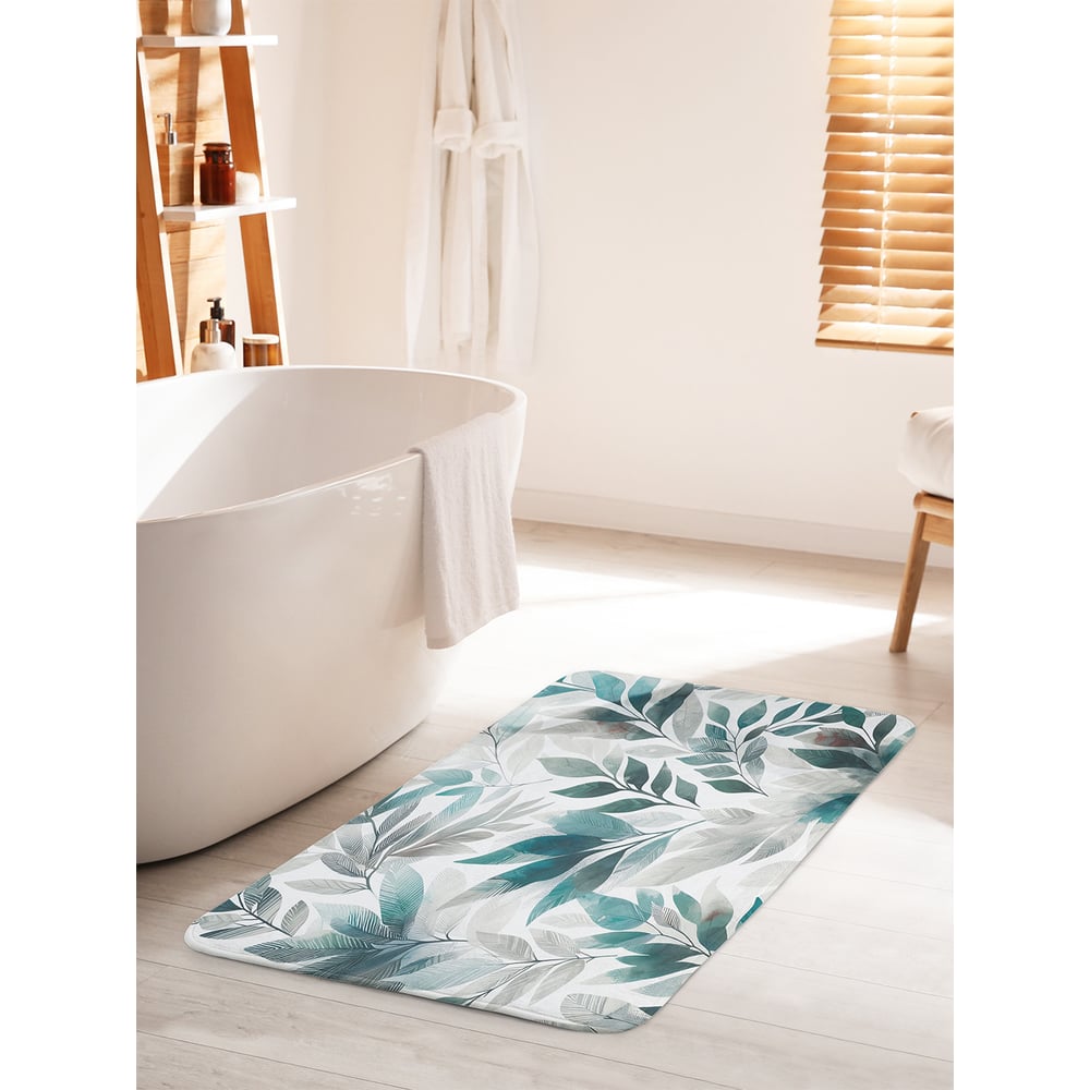 Изображение товара Коврик для ванной комнаты противоскользящий JOYARTY 60x100 см с рисунком листьев
