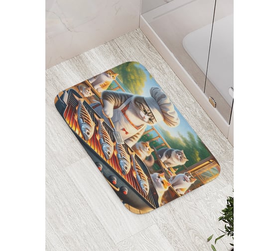Изображение товара Коврик для ванной комнаты и туалета противоскользящий JOYARTY Кошачье барбекю 52x77 см bath_429881