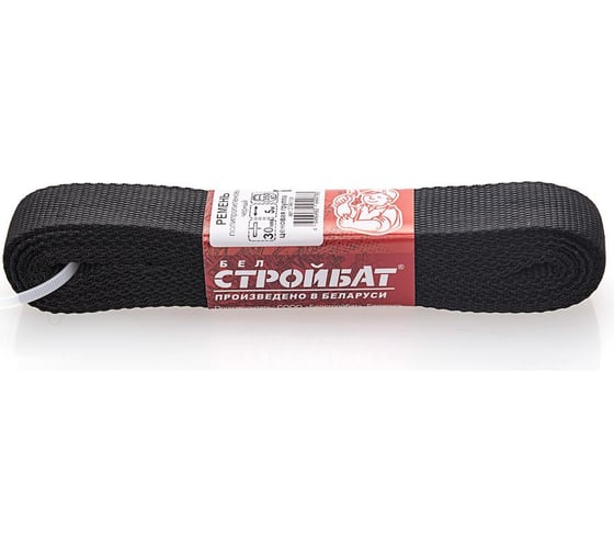 Изображение товара Полипропиленовый ремень Стройбат, 20 мм, черный, 5 м, 331280