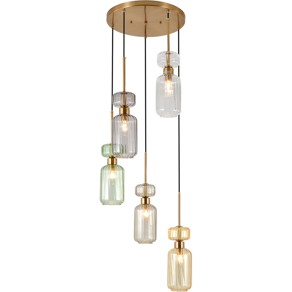 Люстра подвесная ESCADA E14x60W Clear/Beige/Green/Smoke/Amber 1141/5S 1141/5S CL/BG/GN/SM/AM