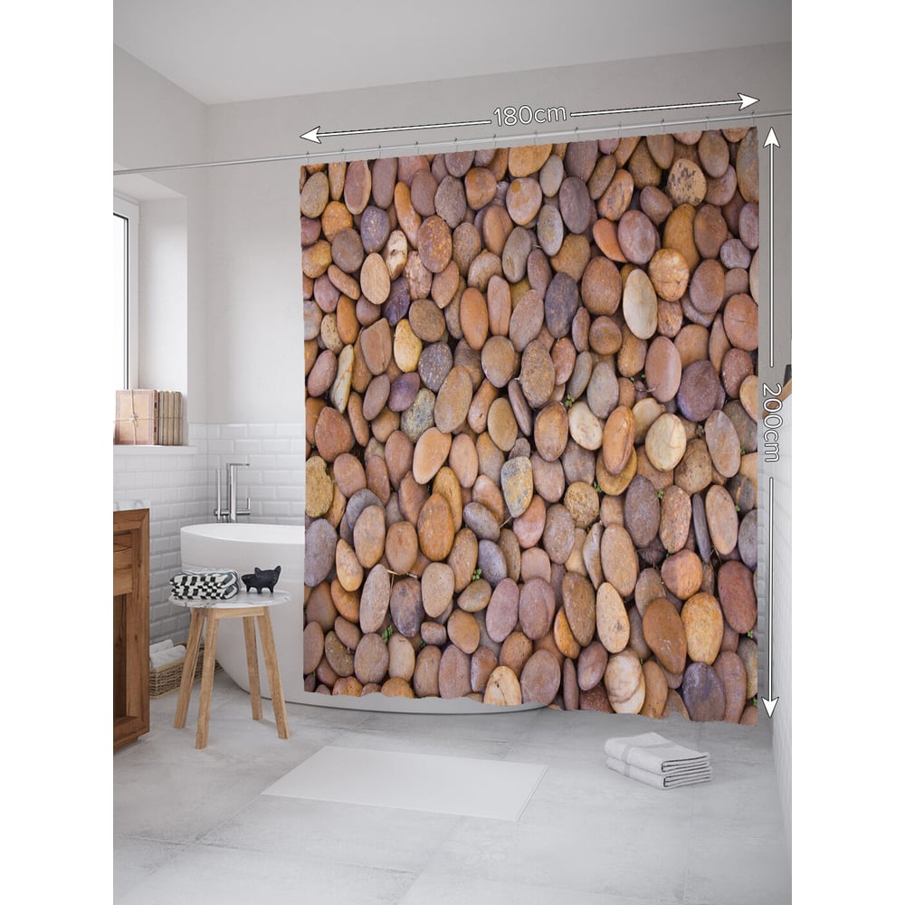 Изображение товара Штора занавеска для ванной тканевая JOYARTY Гладкие камушки 180x200 см, sc_91601