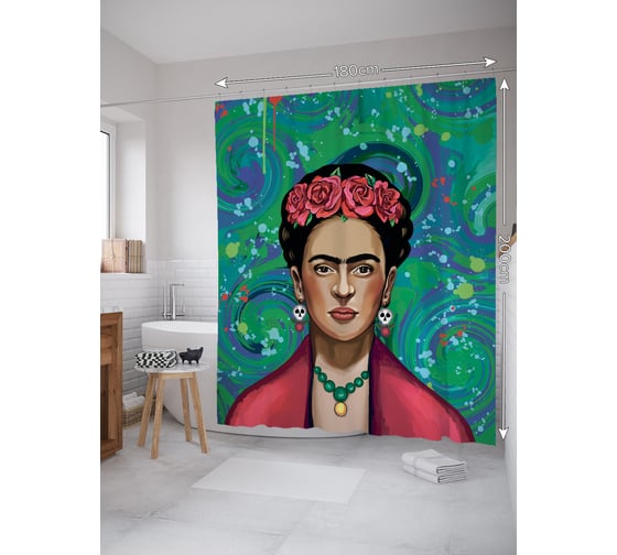Изображение товара Штора занавеска для ванной тканевая JOYARTY Фрида арт 180x200 см, sc_385300