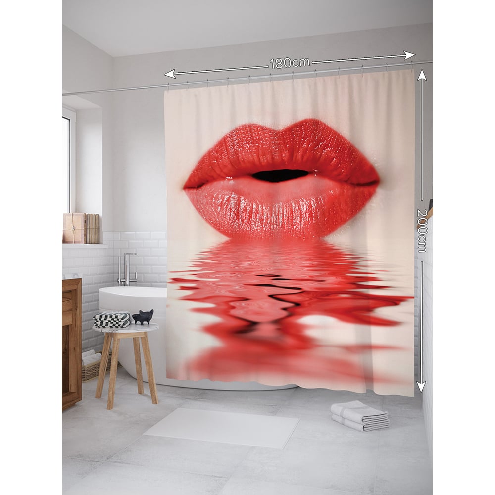 Изображение товара Штора для ванной JOYARTY Страстные губы 180x200 см водоотталкивающая тканевая