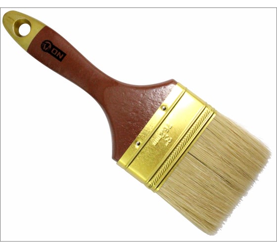Изображение товара Кисть ON малярная плоская "Профи" нат. щетина 3" 75мм дер.ручка 02-01-830