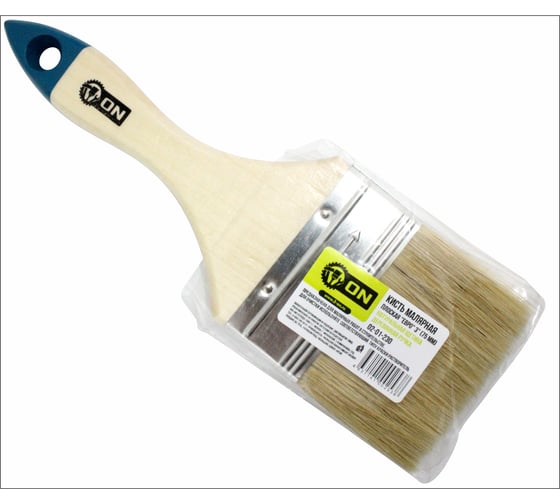 Изображение товара Кисть ON малярная плоская "Евро" нат. щетина 3" 75мм дер.ручка 02-01-230