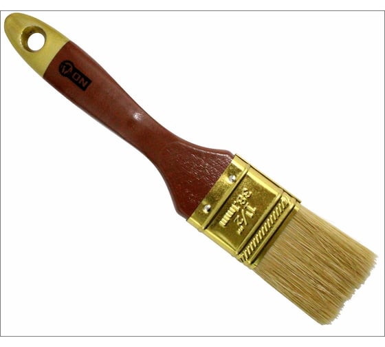 Изображение товара Кисть ON малярная плоская "Профи" нат. щетина 1,5" 38мм дер.ручка 02-01-815