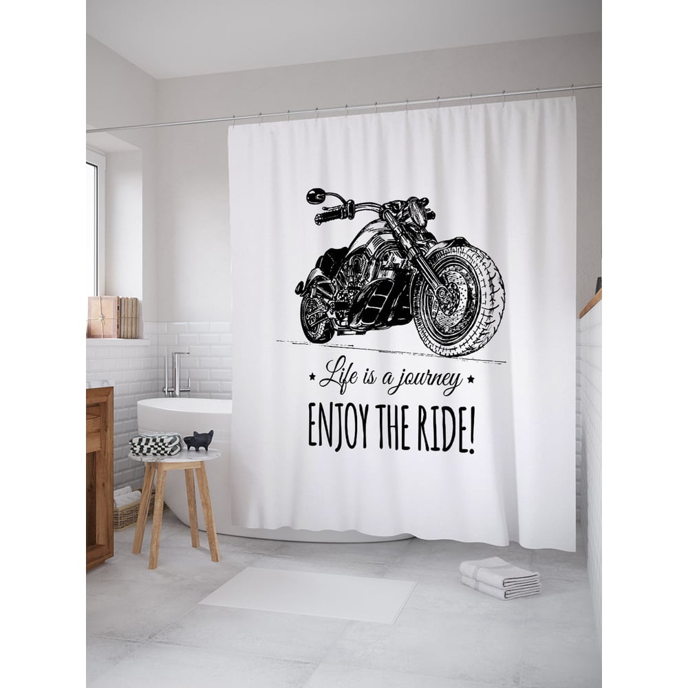 Изображение товара Штора для ванной JoyArty Путешествие на мотоцикле 180x200 см тканевая