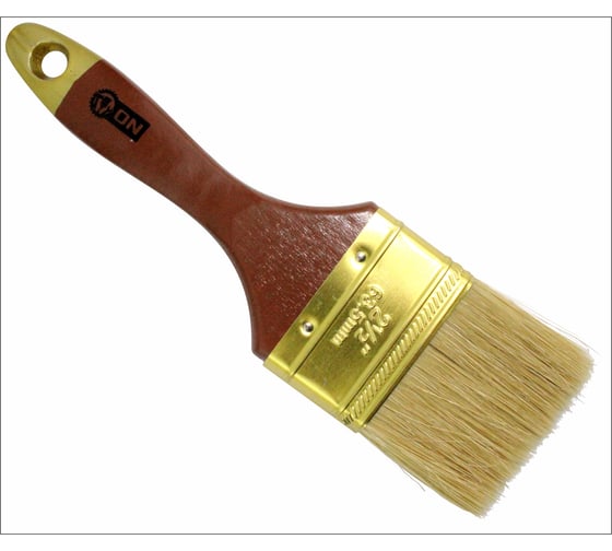 Изображение товара Кисть ON малярная плоская "Профи" нат. щетина 2,5" 63мм дер.ручка 02-01-825