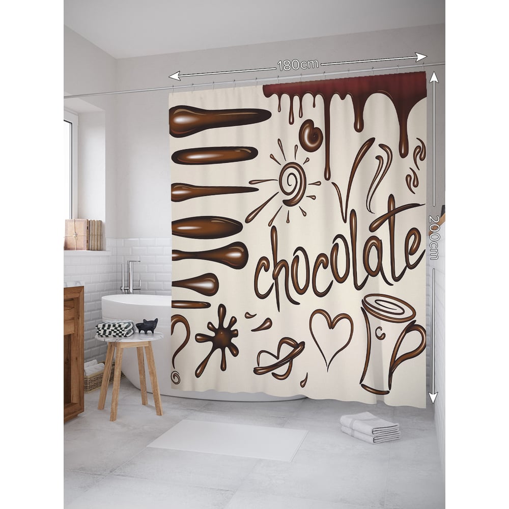 Изображение товара Штора занавеска для ванной JOYARTY Капли шоколада 180x200 см