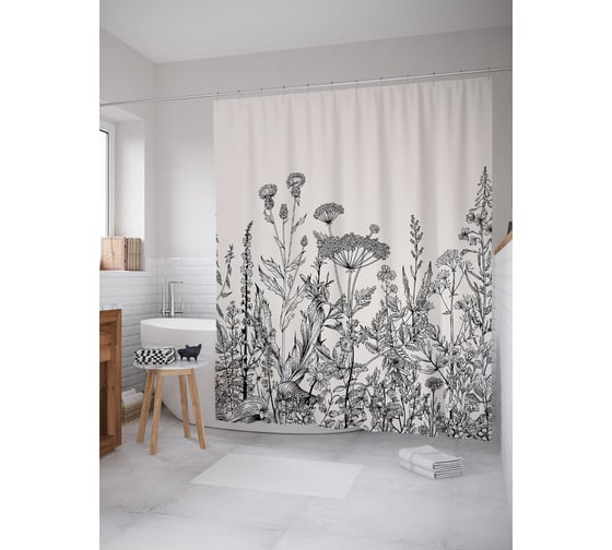 Изображение товара Штора для ванной тканевая JoyArty "Лечебные растения" 180x200 см sc_82518