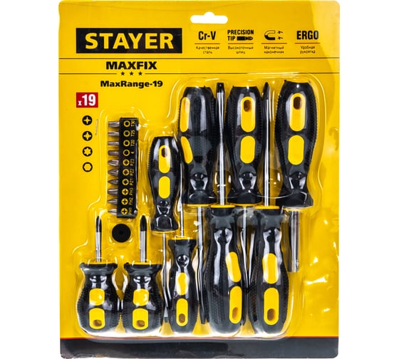 Изображение товара Отвертки STAYER Maxfix, 2513-H19, 19 предметов 2513-H19_z01