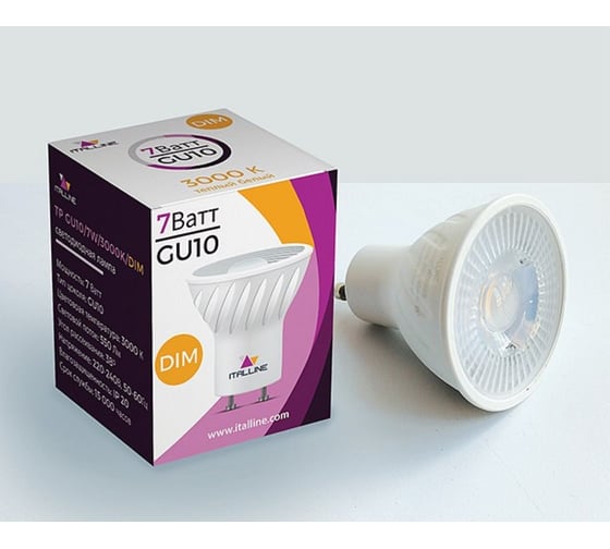 Изображение товара Светодиодная лампа Italline TP GU10/7W/3000K DIM