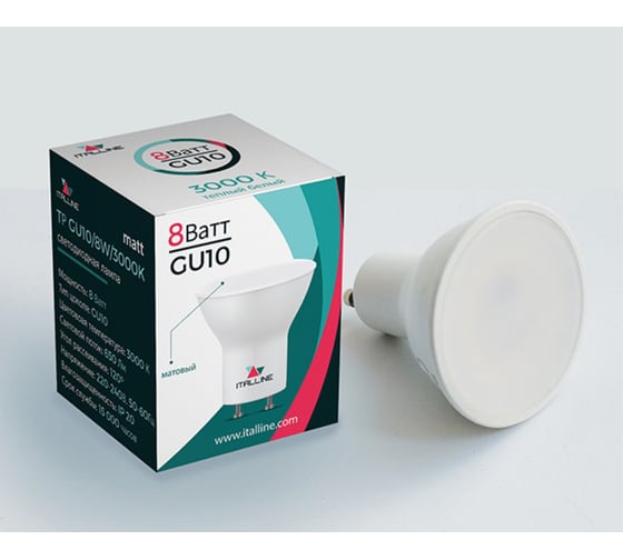 Изображение товара Светодиодная лампа Italline TP GU10/8W/3000K matt