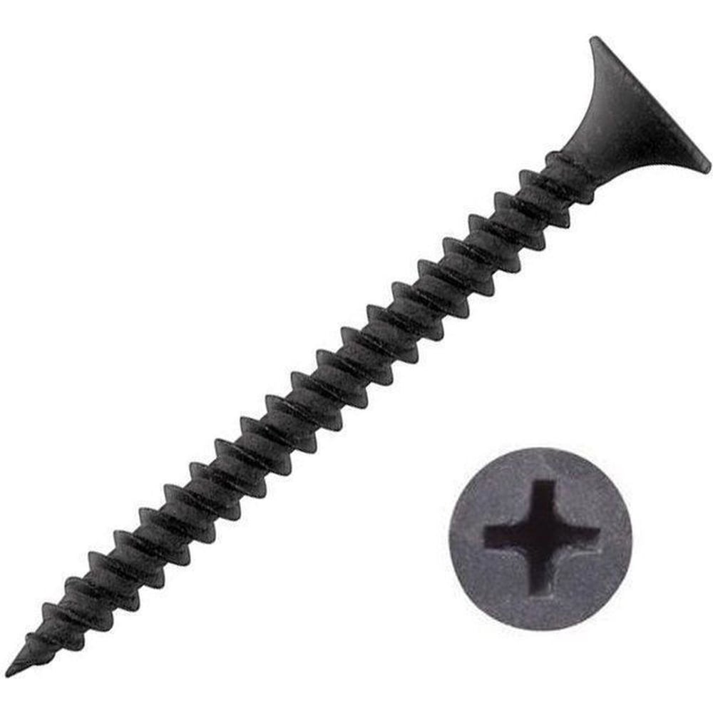 Изображение товара Саморез по металлу КВАДРА черный 3.5x35, PH2, 1000 шт