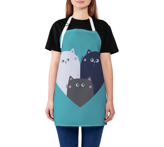 Изображение товара Фартук кухонный JOYARTY "Трио валентинка", универсальный размер для женщин и мужчин, серия День св.Валентина ap_429243