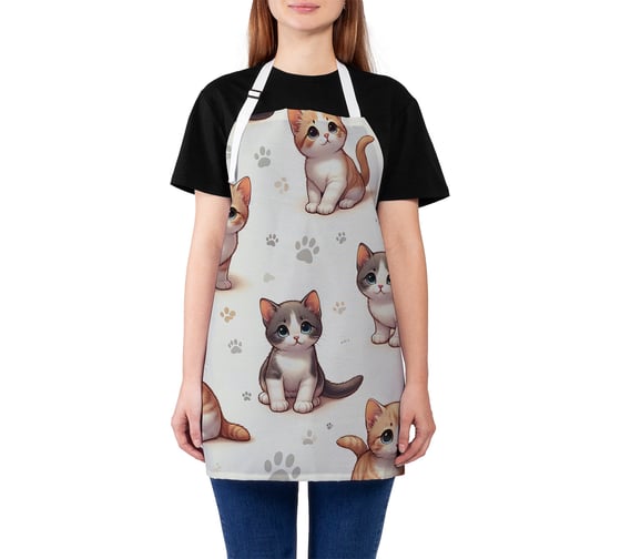 Изображение товара Фартук кухонный JOYARTY "Котята с лапками", универсальный размер для женщин и мужчин ap_429899