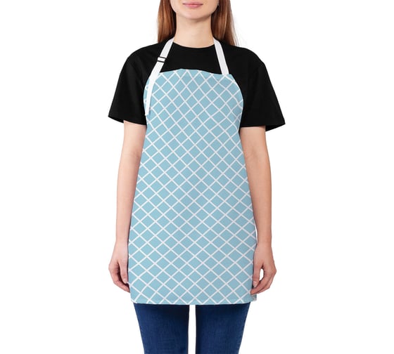 Изображение товара Фартук кухонный JOYARTY "Голубые ромбы", универсальный размер для женщин и мужчин ap_30629