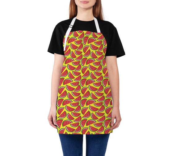 Изображение товара Фартук кухонный JOYARTY "Арбузный дождь", универсальный размер для женщин и мужчин ap_72326