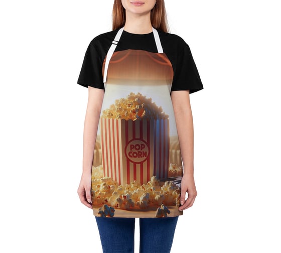 Изображение товара Фартук кухонный JOYARTY "Попкорн в кино", универсальный размер для женщин и мужчин ap_sd3245