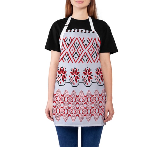 Изображение товара Фартук кухонный JOYARTY "Народные узоры", универсальный размер для женщин и мужчин ap_32514