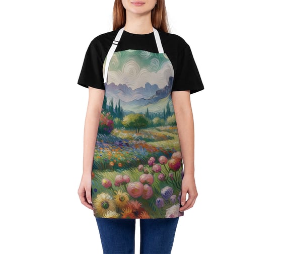 Изображение товара Фартук кухонный JOYARTY "Цветочный рай", универсальный размер для женщин и мужчин ap_sd1460