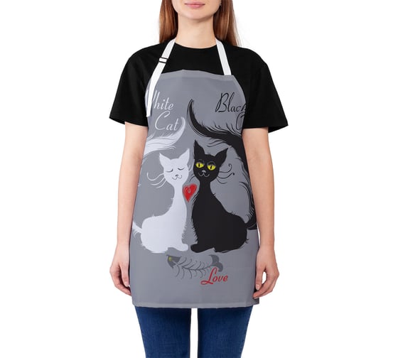 Изображение товара Фартук кухонный JOYARTY "Коты и обглоданные косточки", универсальный размер для женщин и мужчин ap_52764