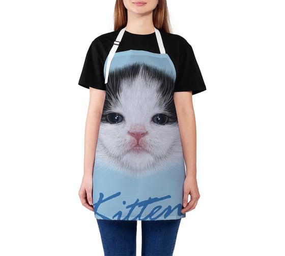 Изображение товара Фартук кухонный JOYARTY "Милый котенок", универсальный размер для женщин и мужчин ap_15527
