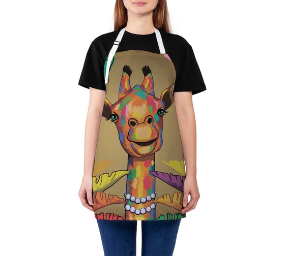 Изображение товара Фартук кухонный JOYARTY "Разноцветный жираф", универсальный размер для женщин и мужчин ap_385250