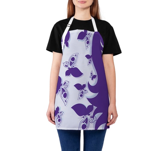 Изображение товара Фартук кухонный JOYARTY "Девушка и бабочки", универсальный размер для женщин и мужчин ap_77228