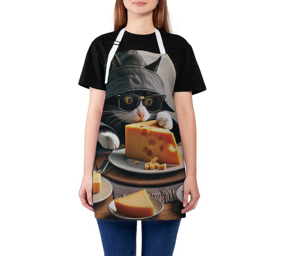 Изображение товара Фартук кухонный JOYARTY "Сырное преступление", универсальный размер для женщин и мужчин ap_429903
