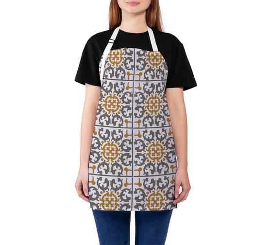 Изображение товара Фартук кухонный JOYARTY "Марокканский декор", универсальный размер для женщин и мужчин ap_54033