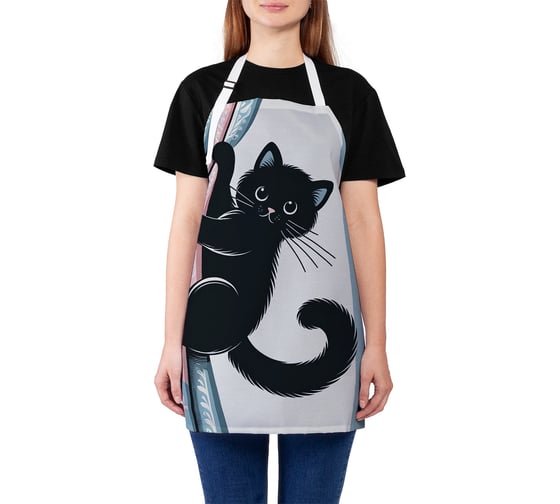 Изображение товара Фартук кухонный JOYARTY "Милый кот", универсальный размер для женщин и мужчин ap_sd1088