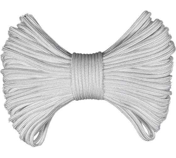 Изображение товара Шнур плетеный полиамидный ООО Оптхозторг 4 мм 50 м белый 0184502