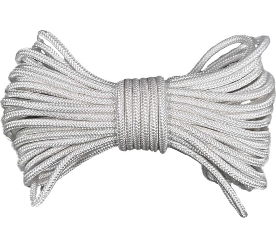 Изображение товара Шнур плетеный полиамидный ООО Оптхозторг 6 мм 50 м белый 0186502