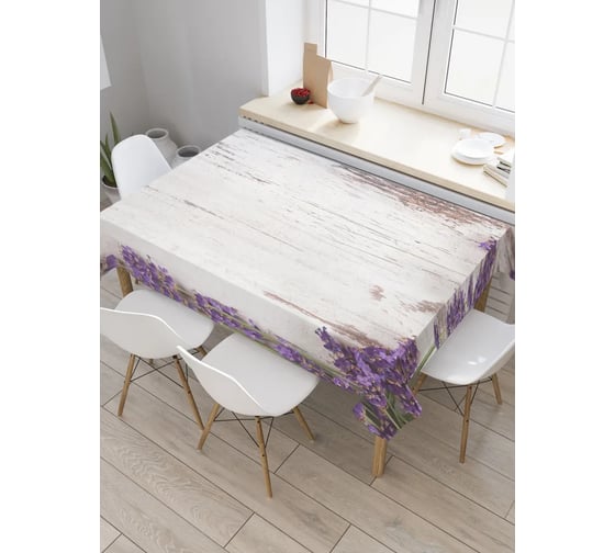 Изображение товара Прямоугольная тканевая скатерть на стол JoyArty с рисунком Лаванда на стене 120 на 145 см tc_94932_120x145