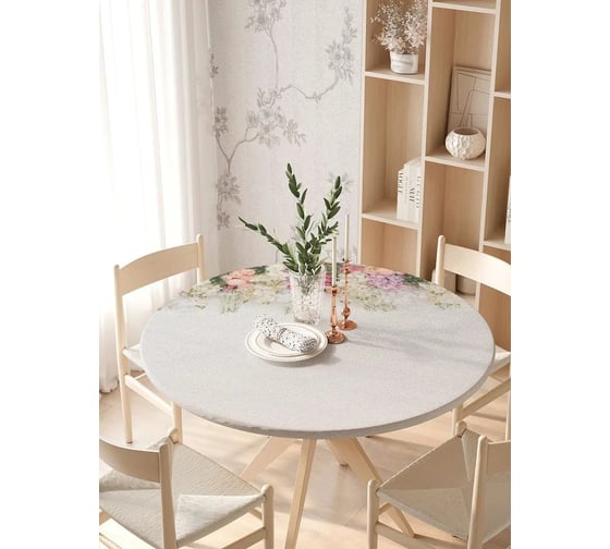 Изображение товара Скатерть на кухонный стол JoyArty Весенняя сирень, круглая на резинке, диаметр 105-120 см frtc_294378_140x140