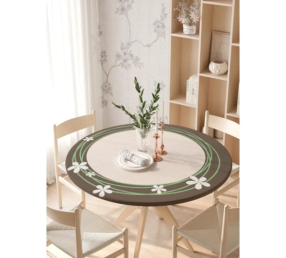 Изображение товара Скатерть на кухонный стол JoyArty Круг с цветами, круглая на резинке, диаметр 75-100 см frtc_378311_120x120