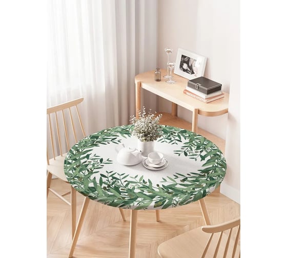 Изображение товара Скатерть на кухонный стол JoyArty Летний венок из зелени, круглая на резинке, диаметр 75-100 см frtc_378310_120x120