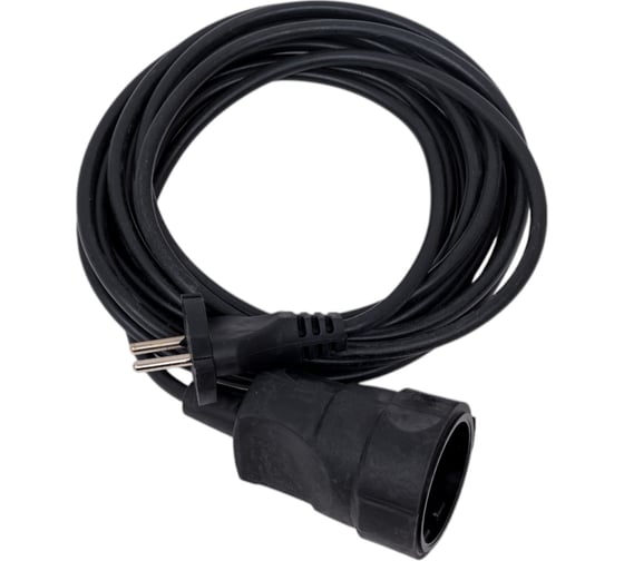 Изображение товара Удлинитель силовой шнур штепсельное гнездо GLANZEN ПВС 2x0,75 5м арт. ES-05-001-black КА-00006846