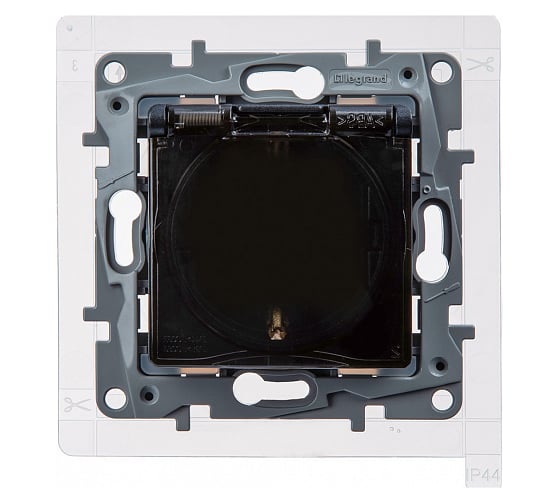 Изображение товара Розетка Legrand с заземлением IP44 Legrand Etika со шторками с защитной крышкой 16А 250В винтовые зажимы антрацит 672626