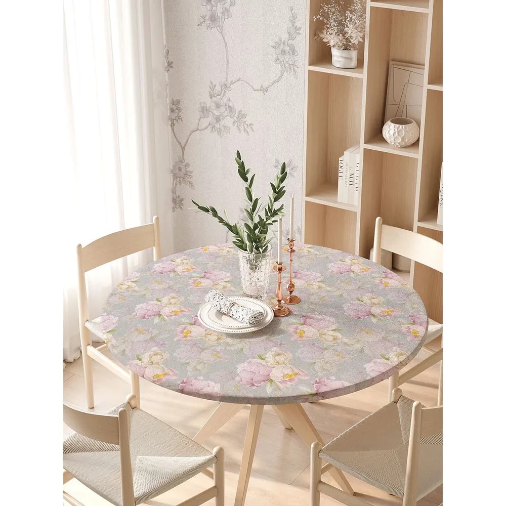 Изображение товара Скатерть на кухонный стол JoyArty Нежные пионы круглая
