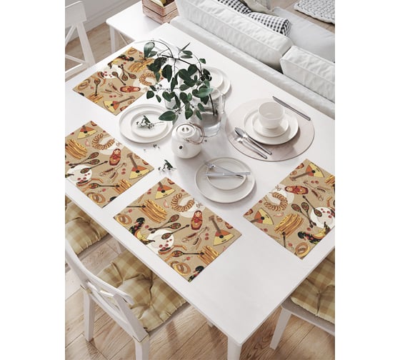 Изображение товара Салфетки на стол для сервировки JoyArty прямоугольные, плейсмат "Праздник масленицы", 32x46 см, в комплекте 4шт. np_378847