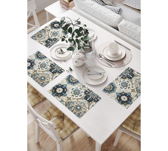 Изображение товара Салфетки на стол для сервировки JoyArty прямоугольные, плейсмат "Турецкая плитка", 32x46 см, в комплекте 4шт. np_430014