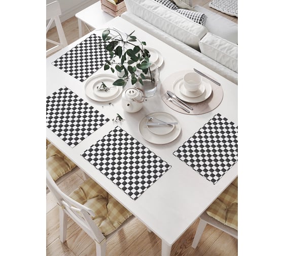 Изображение товара Салфетки на стол для сервировки JoyArty прямоугольные, плейсмат "Шахматная клетка монохром", 32x46 см, в комплекте 4шт. np_41036
