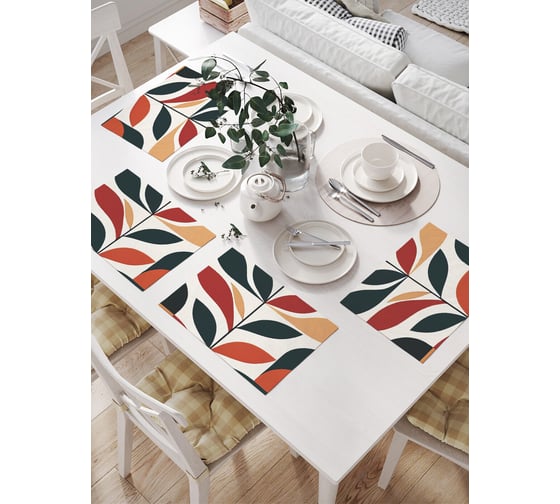 Изображение товара Салфетки на стол для сервировки JoyArty прямоугольные, плейсмат "Контрастный отросток", 32x46 см, в комплекте 4шт. np_sd2739