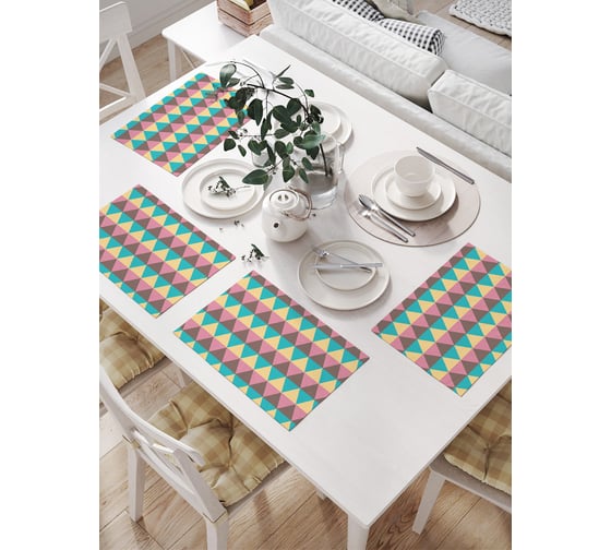 Изображение товара Салфетки на стол для сервировки JoyArty прямоугольные, плейсмат "Иммитация аргайла", 32x46 см, в комплекте 4шт. np_28924