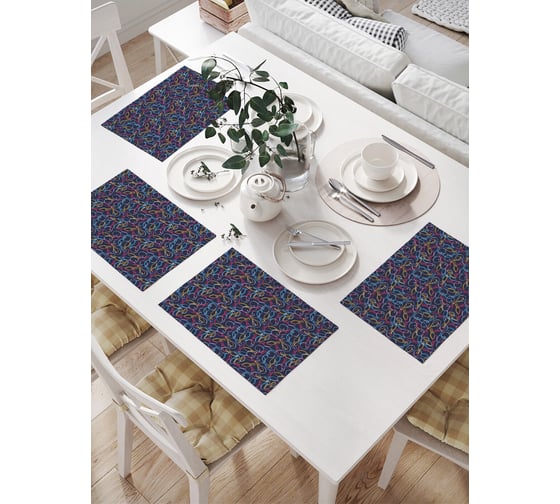 Изображение товара Салфетки на стол для сервировки JoyArty прямоугольные, плейсмат "Контуры боулинга", 32x46 см, в комплекте 4шт. np_55847