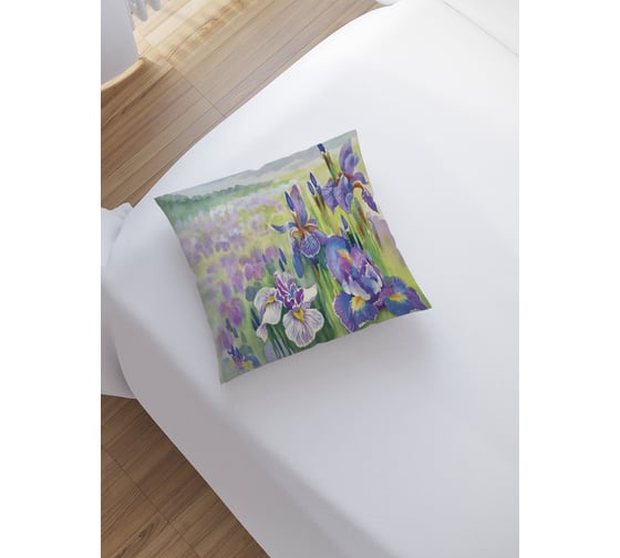 Изображение товара Наволочка декоративная на молнии, чехол на подушку JoyArty "Акварельные ирисы” 45x45 см sl_103200